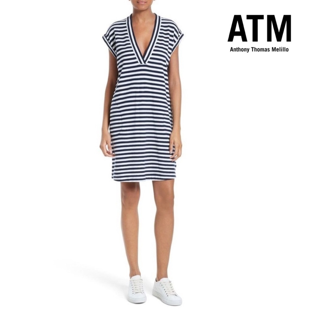 ATM Anthony Thomas Mellilo Pima Stripe Shift Dress